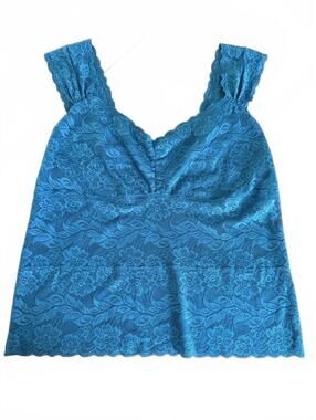 Blue Lace Camisole Top with Wide Straps